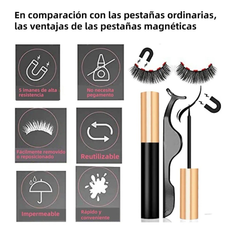 Pestañas Magnéticas 3d Impermeables 10 Pares