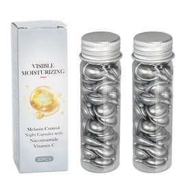 Face Serum Capsules, 60 Pieces, Nicotinamide Capsules, Skin Whitening, Fading Stains, Moisturising, Brightening Skin Care Capsules with 2 Storage Bottles