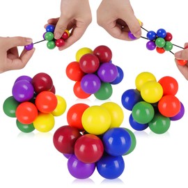 4 Pcs Stress Balls for Kids and Adults,Fidget Toy for Anxiety,Colorful Fun Sensory Balls,Party Bag Fillers for Kids,Stress Toy Made Up of a Selection of Squeeze Balls