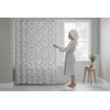 CHD Home Fabric Shower Curtain, Damask Floral Design, Grey and
