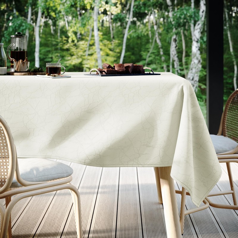 Filumi Tablecloth 140 x 220 cm Oval Cream Washable for