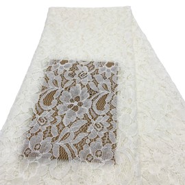 Rilassato 60 Inches Wide Lace Fabric, Vintage Lace Fabric for Wedding Dress, Fashion, Crafts, Tablecloth, Decorations Lace Trim Fabric - 8162 (White, 1 Yard)