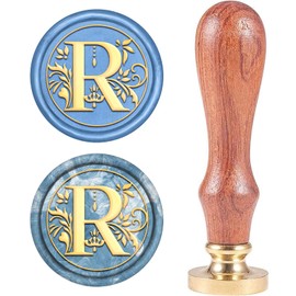 CRASPIRE Letter R Wax Seal Stamp Vintage Wax Sealing Stamps Alphabet R Retro 25mm Removable Brass Head Wooden Handle for Envelopes Invitations Wine Packages Greeting Cards Wedding