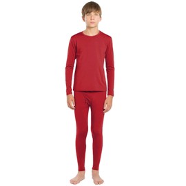 ViCherub Thermal Underwear Set for Boys Long Johns Fleece Lined Kids Base Layer Thermals Sets Boy Red XL