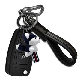 Idakey - Llavero de piel con elegante llavero hecho a mano y anillo de aleación de zinc para organizar llaves para hombres y mujeres, Marrón