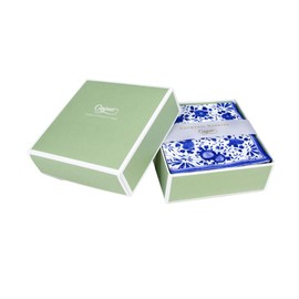 Caspari Delft Boxed Paper Cocktail Napkins in Blue, Two Boxes of 40