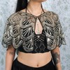 Sequin Embroidered Cape, Festival Shawl, Witchy Beaded Scarf, Luxurious Shawl,