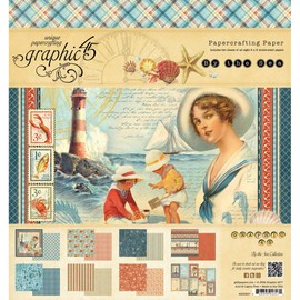 Graphic 45 By The Sea Pad, 8 by 8-Inch