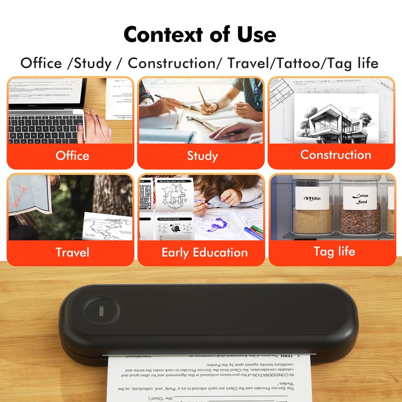 LUCK JINGLE Bluetooth Portable Printer, L86 Thermal Printers Wireless for