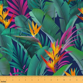 Tropical Leaf Upholstery Fabric by The Yard,Exotic Floral Banana Leaves Reupholstery Fabric for Chairs,Palm Leaf Jungle Flowers Fabric for Outdoor and DIY Projects,1 Yard,(L92*W150cm) Green