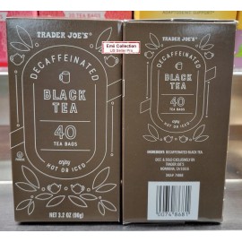 Trader Joe's Decaffeinated Black Tea 40 Tea Bags 3.2oz 90g (2 Boxes)