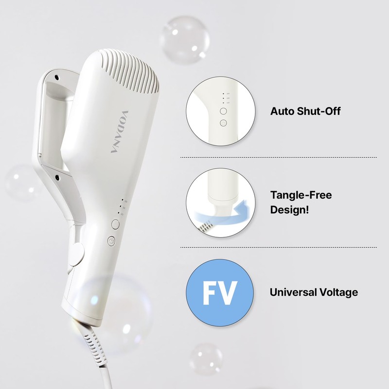 VODANA Compact Triple Flow Hair Waver - Portable Ceramic Curling