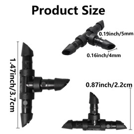 PDETVEO 120PCS 1/4 Inch Barbed Tee Fittings, Drip Irrigation Tee Fittings End Plug for Home Garden Sprinkler Systems, Drip