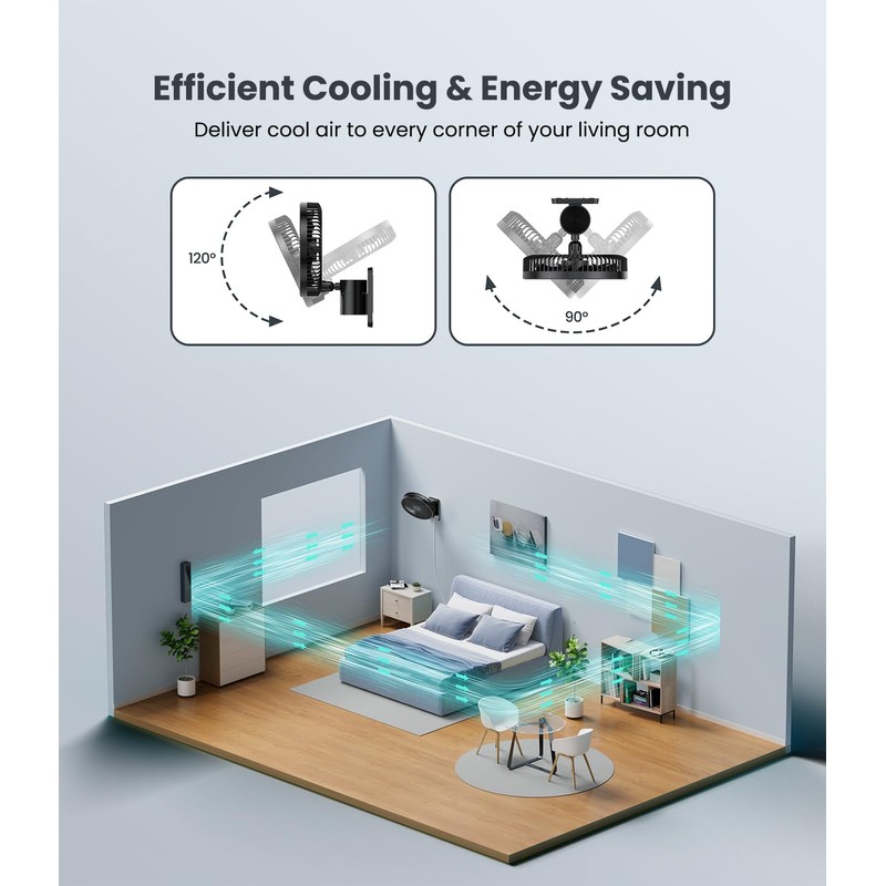 LEMOISTAR 8 Inch Small Wall Mounted RV Fan with Remote
