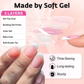 Bellelfin 240Pcs French Tip Press on Nails Oval White French Nails Press on Short Fake Nails Glossy French Tips Glue on Nails Artificial Acrylic Nails for Women Girls Fingernails Design