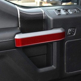 LANZMYAN Interior Door Handle Sticker Carbon Fiber Inner Door Handle Trim Cover Accessories for Ford F150 2015 2016 2017 2018 2019 2020 Red
