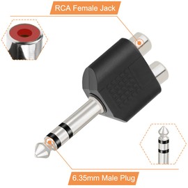 DKARDU 6.35mm Mono Plug Male to RCA Female Audio Adapter, 1/4" to Phono Jack Converter Connector Adaptor for Mixer Amp Subwoofer, Gold Plated, 6 PCS