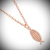Rose Gold Tone Jesus Fish Ichthys Charm 3/4" Chain Necklace