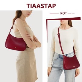 TIAASTAP Handbag Women's Small Hobo Bag Elegant Shoulder Bag Y2K Shoulder Bag for Women PU Leather Shoulder Bag Women's Small Handbags with Zip Cool Things for Teenage Girls, red