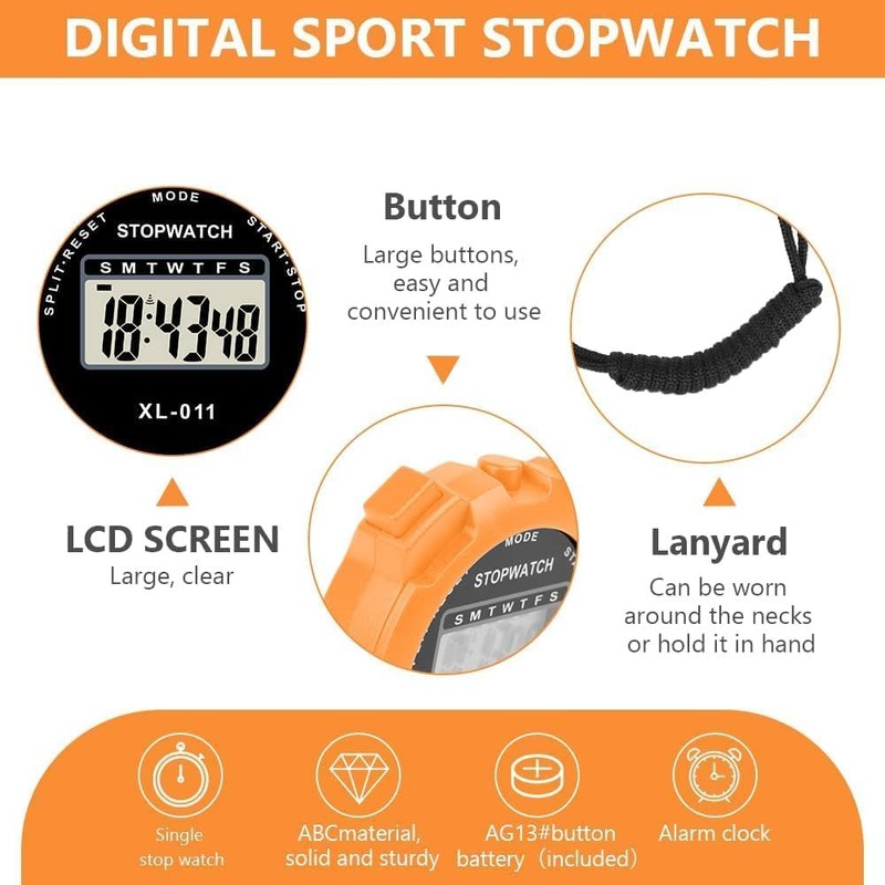 Digital Sports Stopwatch Timer, Multi-Function Large Display Stopwatch With Countdown