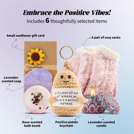 Small Gifts for Women Muse lagoon Positive Potato Teen Girl Gifts Trendy Stuff Cute Stuff Lavender 6pcs, Emotional Support Pickle with Positive Crochet Animals Teen Girls Trendy Stuff