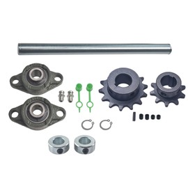 Hanyosa Silver Galvanized Jackshaft Sprockets with UCFL204 Pillow Block Bearings Go Kart Minibike Complete Jackshaft Kit 3/4" X 14" 40/41/420 Chain
