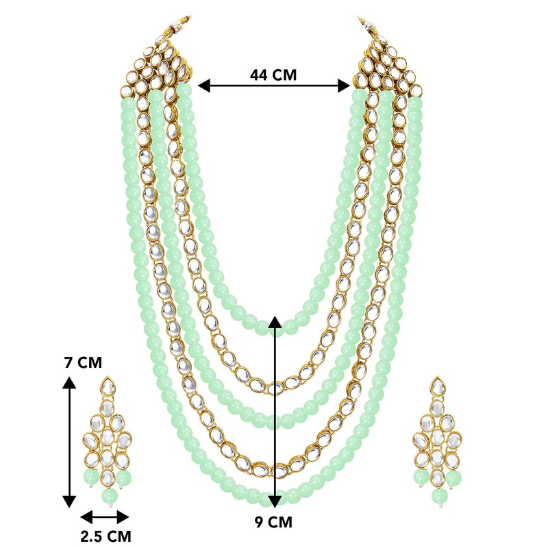 Aheli Kundan Pearl - Juego de collar y pendientes largos
