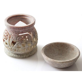 StarZebra - Hand Carved 3' Oil Diffuser Made of Soapstone with Tea Light Holder