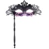G YITENG Venetian Masquerade Mask with Handle, Black Metal Filigree