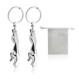ZGDEIWGF 2 Car Keychains, 1 Storage Bag, Jaguar Keychain, Women Keychain, Key Chain Accessories, silver