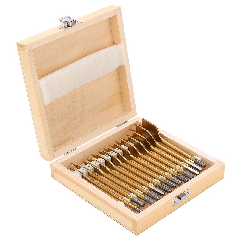 13Pcs 1/4in Hex Shank High Carbon Steel Flat Drill Bit