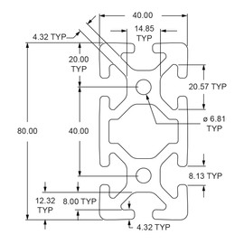 8020, 40-4080, 40 Series 40mm x 80mm 40x80 T-Slotted Aluminum Extrusion DIY Extruded Linear Slot Bar Rail Metric 80/20 (Clear Anodize, 1066mm Long)