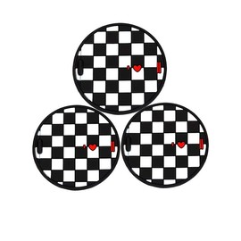 YaaGoo for MINI Cooper R55 R56 R57 Car Cup Holder Coaster Non-slip Mat Pad Heart Pattern(Checker,3pcs)