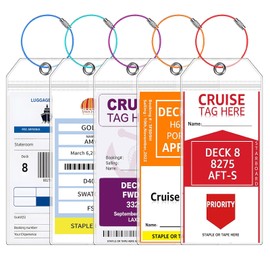 CPCOIN Luggage Tags for Cruise Ships 5 Pack Clear Bag Tags for Luggage Waterproof Sturdy Cruise Essentials Must Haves for NCL, Princess, Carnival (5 Pack - Steel Rings)