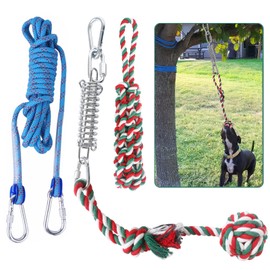 HOPET Dog Outdoor Bungee Solo Hanging Toy, Tether Tug of War Toys for Pitbull Small Large Aggressive Chewers Dogs to Exercise, Durable Interactive Tug Toy, Dog Rope Toys