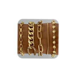 14k Gold Plated Bracelet Bangle Set for Women Multi Layer Stackable Classic Bracelet Minimalist Chain Paperclip Geometric Bangle Circle Knot Strip Adjustable Cuff Bracelet Jewelry Gift (Gold-5)