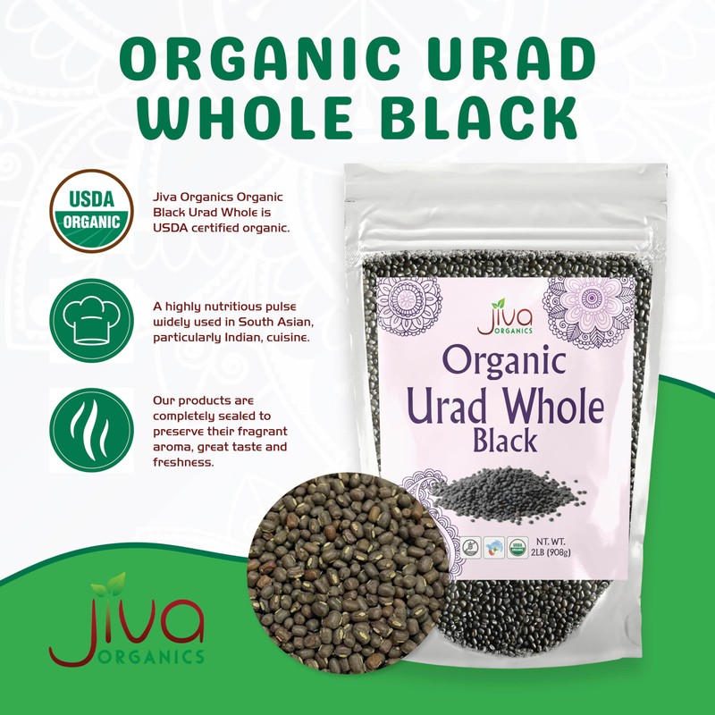 Jiva Organics Organic Urad Whole 2LB Bag - Black Gram