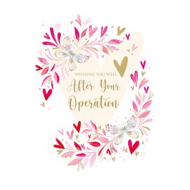 Cherry Orchard General Female Open Get Well Soon Card for Women - Wishing you well after Operation - With beautiful gold foil detailing