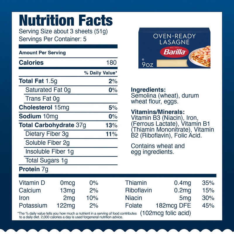 Barilla Oven Ready Lasagna Pasta