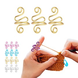 3 PCS Hand Crochet Tension Rings, Crochet Finger Guard, Yarn Tension Control Rings for Lefties and Righties, Adjustable Companion Rings, Gifts for Hand Crocheters Knitters, Moms (Glod)