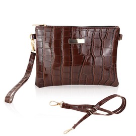 Energather Small Crossbody Purse, PU Leather Small Crossbody Bag Wristlet Purses for Women, Womens Crossbody Purse for Phone (brown)