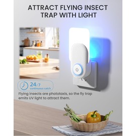 Fruit Fly Traps for Indoor, Fly Trap Indoor with UV Light - Plug-in Fly Trap for Flies, Mosquitoes, Moths (1 Device + 5 Glue Boards)