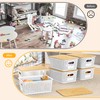 6 Pieces White Plastic Storage Baskets with Bamboo Lids with