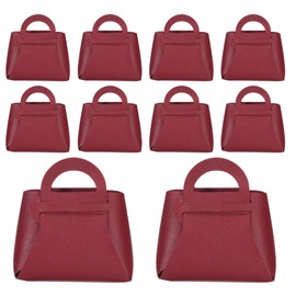 uxcell 10Pcs PU Leather Red Gift Boxes with Handles, 5.5 x 2.8 x 6 Party Favor Bag Reusable Candy Gift Boxes