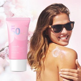 ARCHIDATE Gesichts-Sonnencreme SPF 50 - Sonnencreme für Gesicht und Korper - feuchtigkeitsspendender Sonnenschutz - Kirschblüte Schutzschicht Sunscreen - Wasserfest Feuchtigkeitscreme Sunblocker