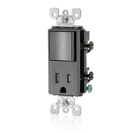 Leviton Decora Combination Switch and Tamper-Resistant Receptacle, T5625-E, Black