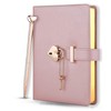 Poshieca Heart Shaped Lock Diary with Key PU Leather Cover Journal Personal Organizers Secret Notebook for Girls & Women B6 Size 5.3x7inch With Rose Gold Ballpoint Pen (Pink Diary With Pen)