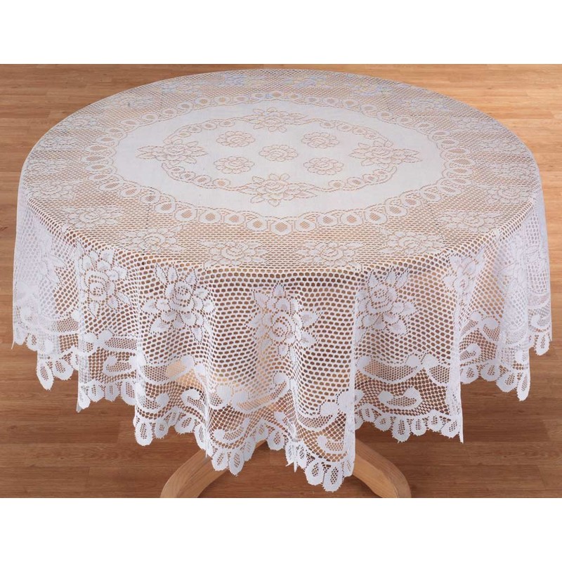 White Rose Lace Tablecloth - 72" Round