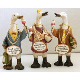 Shudehill WINE SIGN DUCKS ORNAMENTS SET OF 3