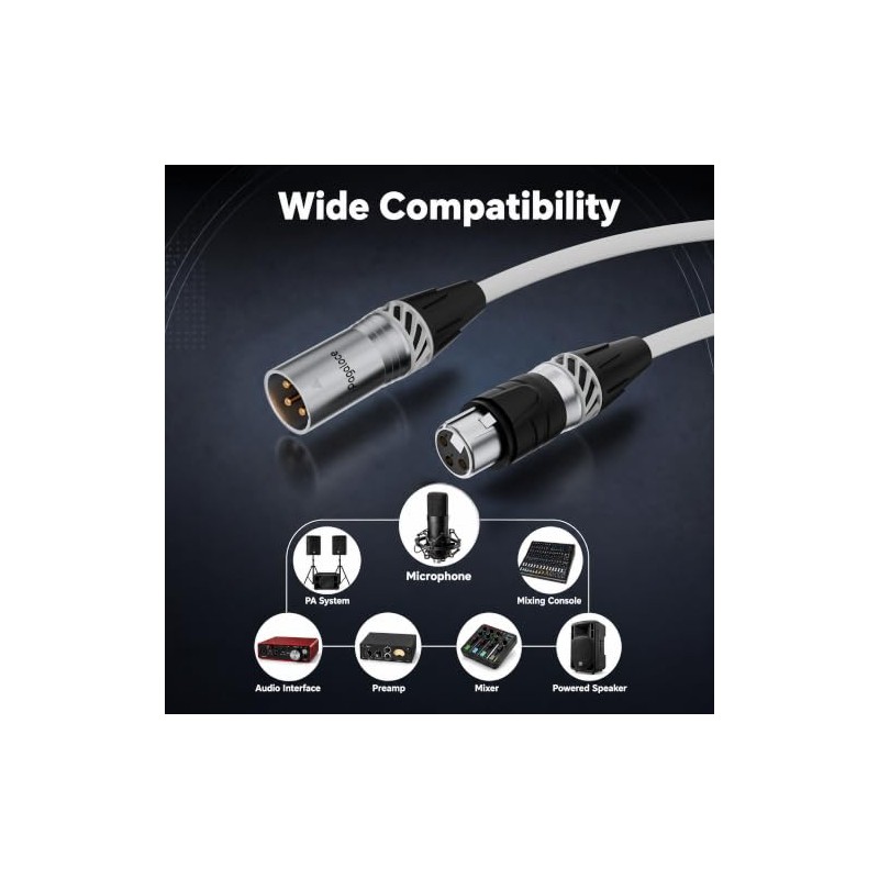 Cable XLR a XLR para exteriores de 20 pies, cable